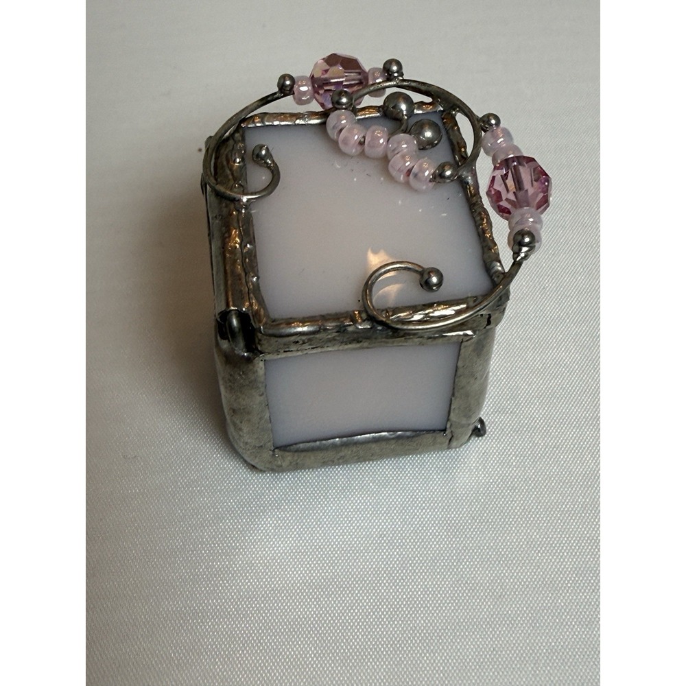 Vintage Tooth Fairy Pink Stained Glass Box Seven Sisters - Picture 2 of 8